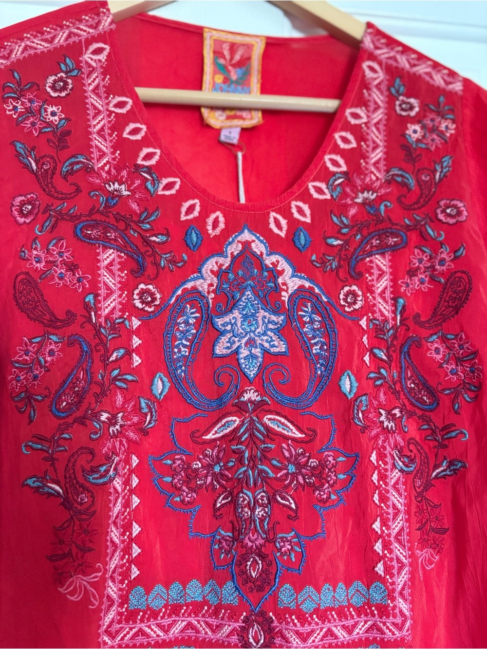 Johnny Was Lizzie Boho Embroidered Cupra Dress Red NWT✨ Size S - Picture 8 of 11
